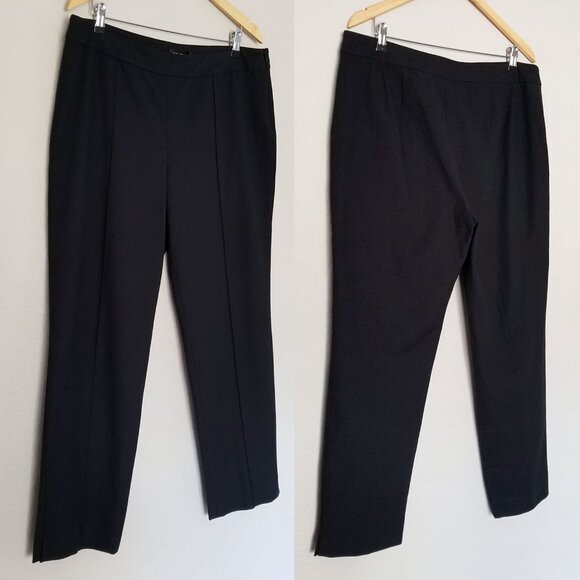 St. John Emma Trouser Pants Womens 16 Black Gray Birdseye Tapered Leg Full USA - Picture 12 of 13